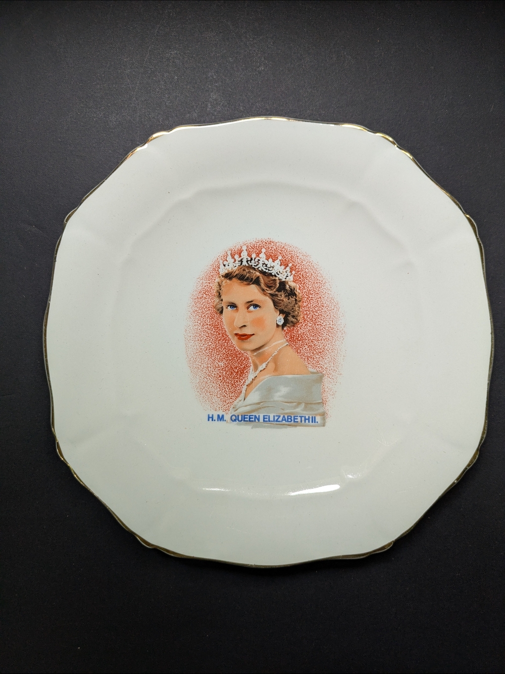 QUEEN ELIZABETH II Collector Plate 1953 Alfred Meakin Royalty As Is Vintage